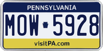 PA license plate MOW5928
