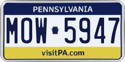 PA license plate MOW5947