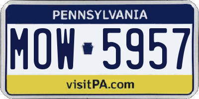 PA license plate MOW5957