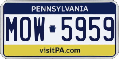 PA license plate MOW5959