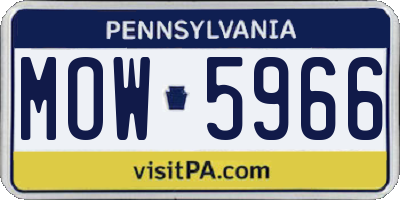 PA license plate MOW5966