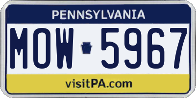 PA license plate MOW5967