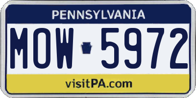 PA license plate MOW5972