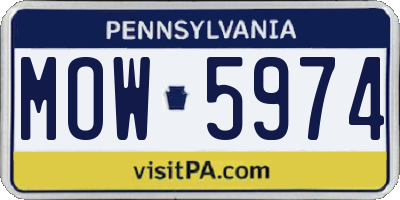 PA license plate MOW5974