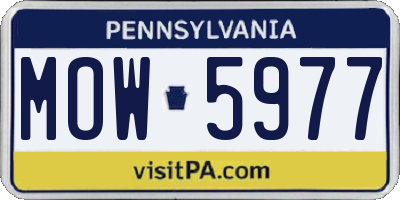 PA license plate MOW5977
