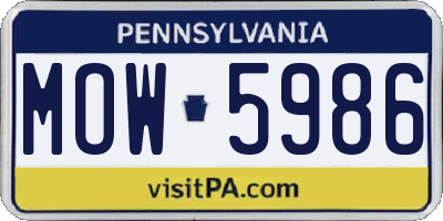PA license plate MOW5986