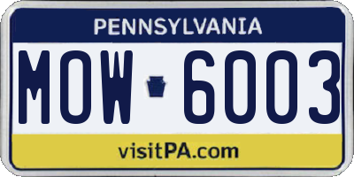 PA license plate MOW6003