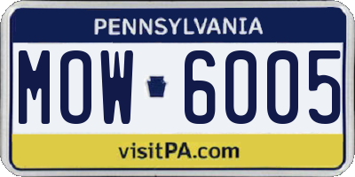 PA license plate MOW6005