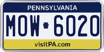 PA license plate MOW6020