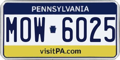 PA license plate MOW6025