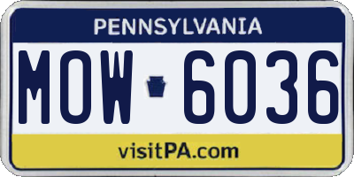 PA license plate MOW6036