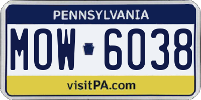 PA license plate MOW6038