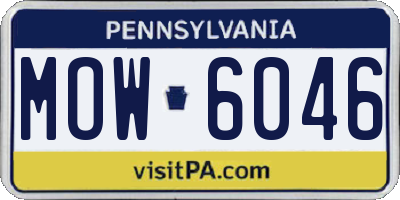 PA license plate MOW6046