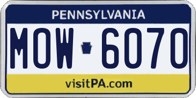 PA license plate MOW6070