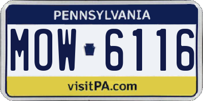 PA license plate MOW6116