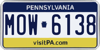 PA license plate MOW6138