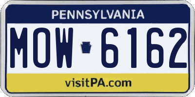 PA license plate MOW6162