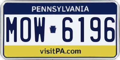 PA license plate MOW6196