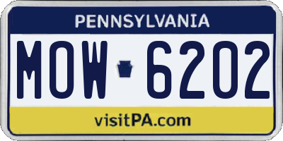 PA license plate MOW6202