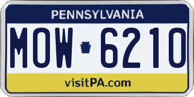 PA license plate MOW6210