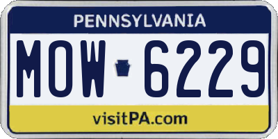 PA license plate MOW6229