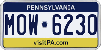 PA license plate MOW6230