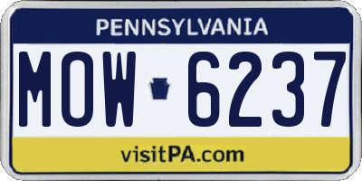 PA license plate MOW6237