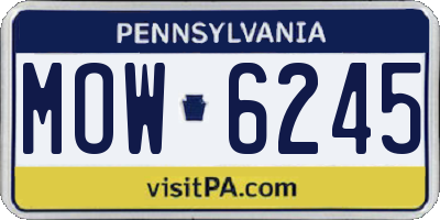PA license plate MOW6245