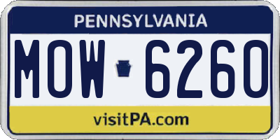 PA license plate MOW6260