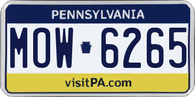 PA license plate MOW6265