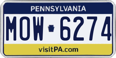PA license plate MOW6274