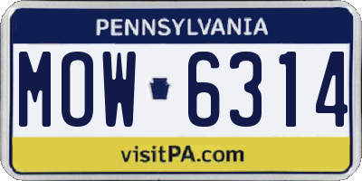 PA license plate MOW6314