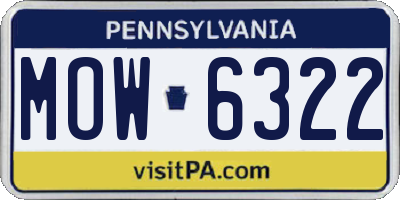 PA license plate MOW6322