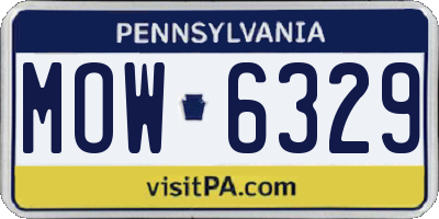 PA license plate MOW6329