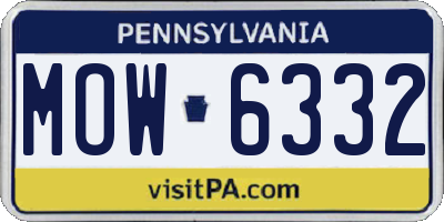 PA license plate MOW6332