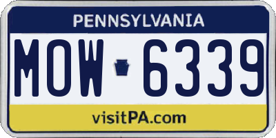 PA license plate MOW6339