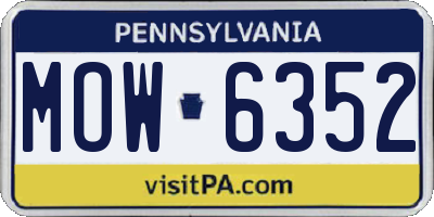 PA license plate MOW6352