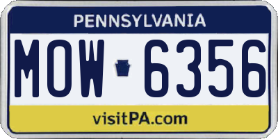 PA license plate MOW6356