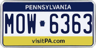 PA license plate MOW6363