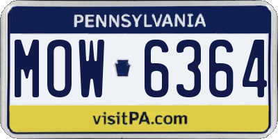 PA license plate MOW6364