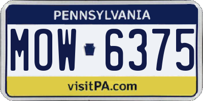 PA license plate MOW6375