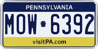 PA license plate MOW6392