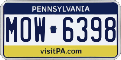 PA license plate MOW6398