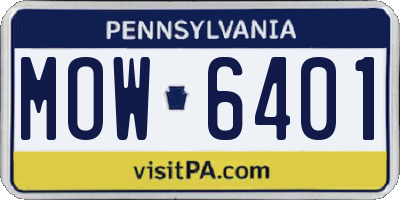 PA license plate MOW6401