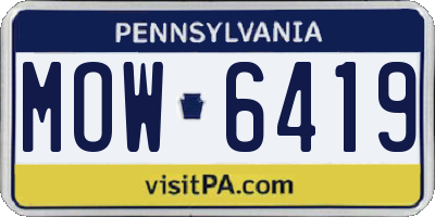PA license plate MOW6419