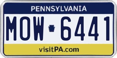 PA license plate MOW6441
