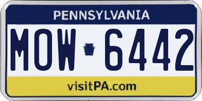 PA license plate MOW6442