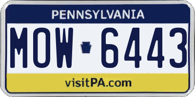 PA license plate MOW6443