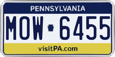 PA license plate MOW6455