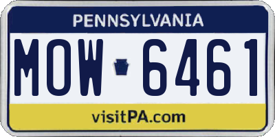 PA license plate MOW6461